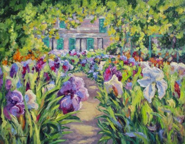 Pintura titulada "Monet's Iris Garden…" por Kristen Olson Stone, Obra de arte original, Oleo