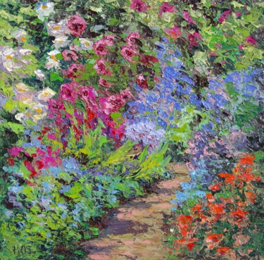 Painting titled "Country Garden" by Kristen Olson Stone, Original Artwork, Oil