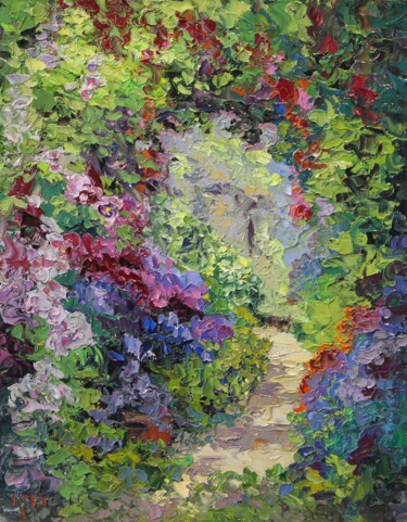 Картина под названием "Lilac Path" - Kristen Olson Stone, Подлинное произведение искусства, Масло