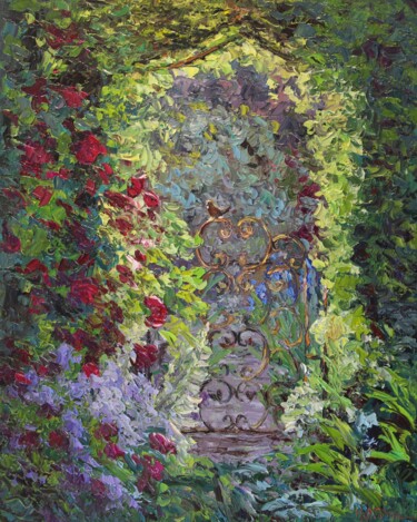 Painting titled "The Garden Sentry" by Kristen Olson Stone, Original Artwork, Oil