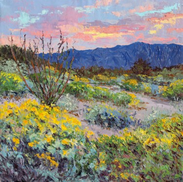 Painting titled "Desert Evening" by Kristen Olson Stone, Original Artwork, Oil