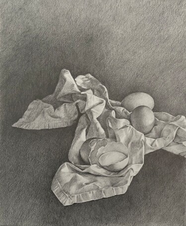 Drawing titled "Still life with thr…" by Kristi Haskol, Original Artwork, Pencil