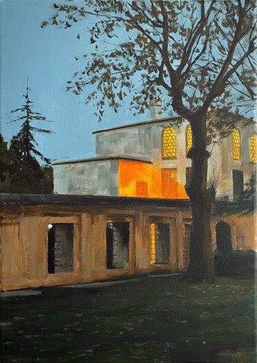 Painting titled "Around Sultanahmet" by Kristi Haskol, Original Artwork, Oil Mounted on Wood Stretcher frame