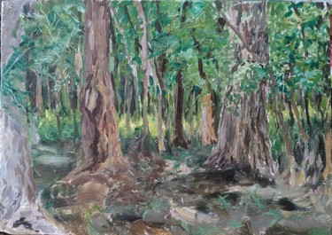 Mysteries in the Forest Peinture intitulée "Mysteries in the Fo…" par Kristin Golden, Œuvre d'art originale, Huile