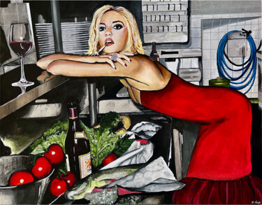 Картина под названием "The Chef" - Kristin Voss, Подлинное произведение искусства, Акрил