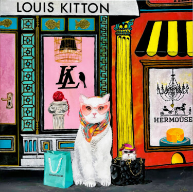 Painting titled "Couture Cat and Mou…" by Kristin Voss, Original Artwork, Acrylic