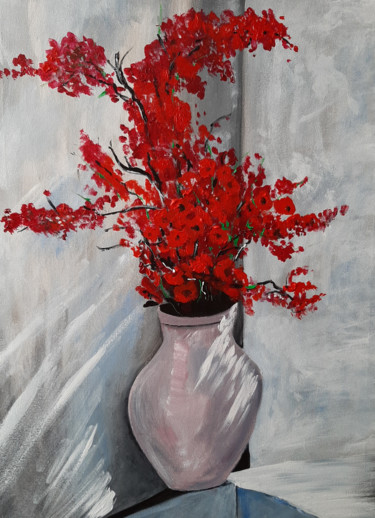 Peinture intitulée "Ваза с цветами" par Kristina Sumkina, Œuvre d'art originale, Acrylique