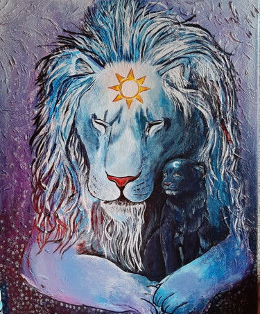 Peinture intitulée "Вселенские львы" par Kristina Sumkina, Œuvre d'art originale, Acrylique