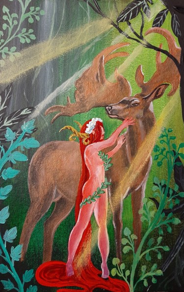 Schilderij getiteld "Love nymphs" door Kristina Sumkina, Origineel Kunstwerk, Acryl