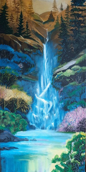 Malerei mit dem Titel "Waterfall" von Kristina Sumkina, Original-Kunstwerk, Acryl