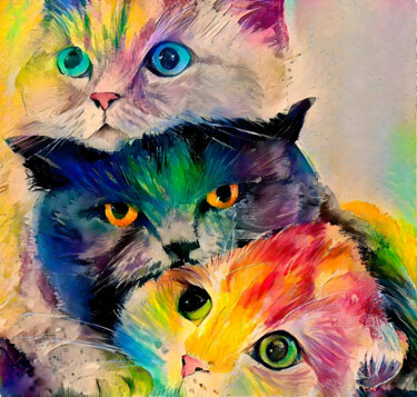 Digital Arts titled "Cats" by Kristina Ivanova, Original Artwork, Digital Painting