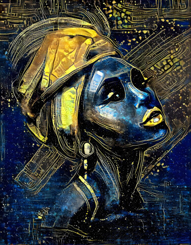 Digitale Kunst mit dem Titel "African Queen" von Kristina Ivanova, Original-Kunstwerk, Digitale Malerei