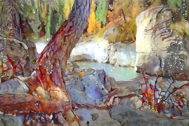Digital Arts titled "The Ol’ Fishin’ Hole" by Kristina Ivanova, Original Artwork, Digital Painting