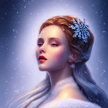 Digital Arts titled "Snow Siren" by Kristina Ivanova, Original Artwork, AI generated image