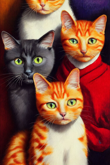 Digital Arts titled "Katzen" by Kristina Ivanova, Original Artwork, Digital Painting