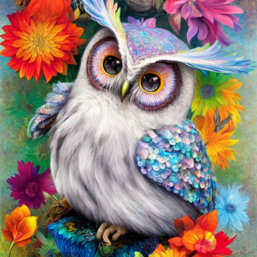 Digitale Kunst mit dem Titel "Owl you need is love" von Kristina Ivanova, Original-Kunstwerk, Digitale Malerei
