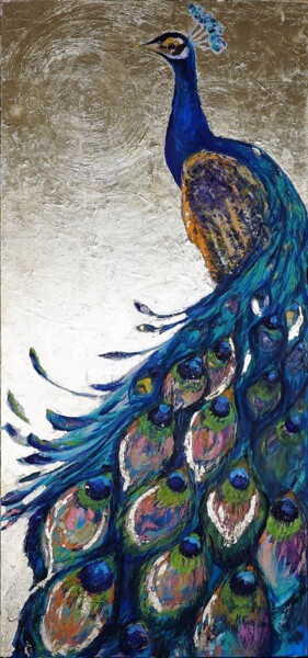 Картина под названием "Павлин" - Kristina Kolesnikova, Подлинное произведение искусства, Масло Установлен на Деревянная рама…