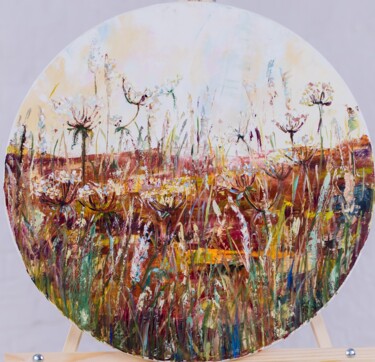 Картина под названием "осенее поле" - Kristina Kolesnikova, Подлинное произведение искусства, Масло Установлен на Деревянная…