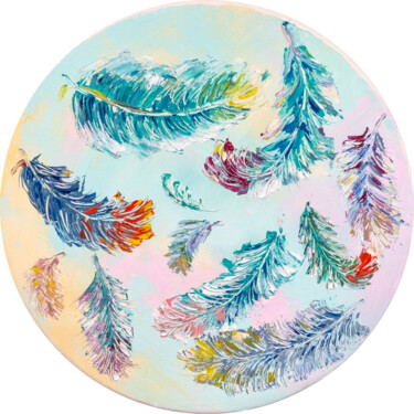 Картина под названием "Feathers" - Kristina Kolesnikova, Подлинное произведение искусства, Масло Установлен на Деревянная ра…