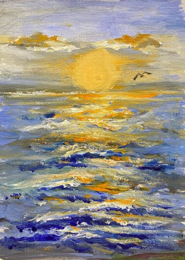 Ζωγραφική με τίτλο "Morning sea art" από Kristina Kolesnikova, Αυθεντικά έργα τέχνης, Λάδι
