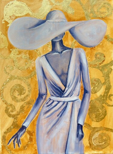Schilderij getiteld "Hat" door Kristina Kolesnikova, Origineel Kunstwerk, Olie