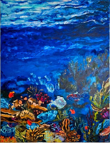 Painting titled "Undersea world" by Kristina Kolesnikova, Original Artwork, Oil