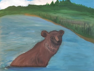 Painting titled "Bear" by Kristina Kornilova, Original Artwork, Oil