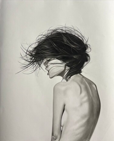 Drawing titled "Гармония над хаосом" by Kristina Korotkaa, Original Artwork, Charcoal Mounted on Other rigid panel