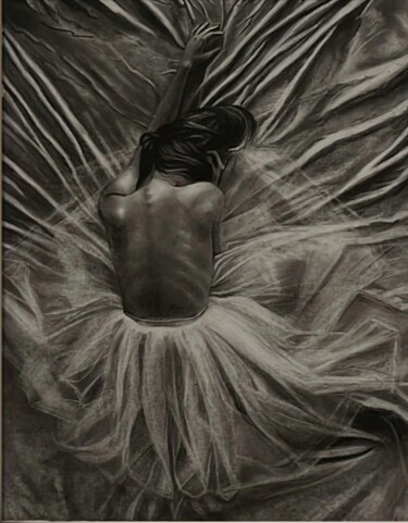 Dessin intitulée "Балерина" par Kristina Korotkaa, Œuvre d'art originale, Fusain