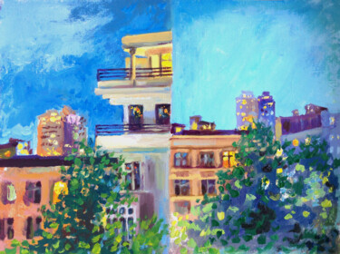 Painting titled "WIEW FROM THE WINDOW" by Kristina Kristiana, Original Artwork, Oil
