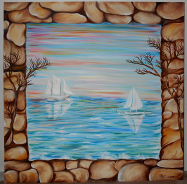 Painting titled "Sea view*" by Kritinalizdenyte, Original Artwork, Acrylic