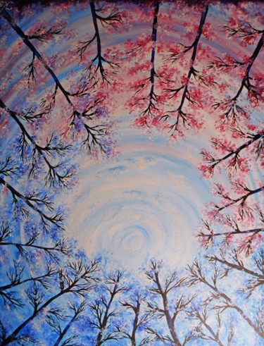 Painting titled "Trees*" by Kritinalizdenyte, Original Artwork, Acrylic