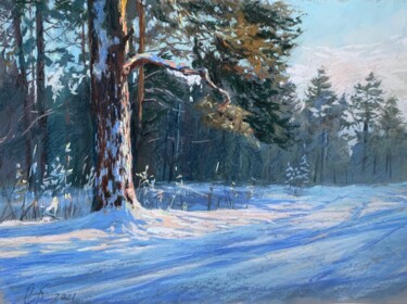 Рисунок под названием "A walk in the woods" - Kristina Savinova, Подлинное произведение искусства, Пастель Установлен на кар…