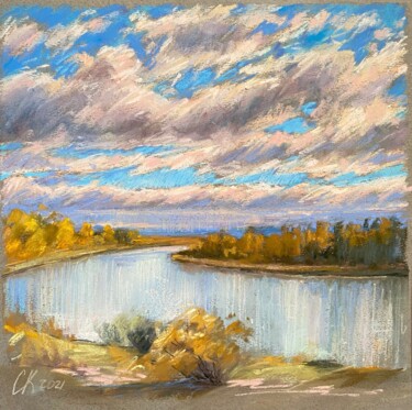 Dessin intitulée "Autumn sky" par Kristina Savinova, Œuvre d'art originale, Pastel