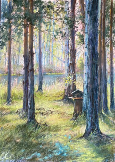 Рисунок под названием "Fairy forest/ Foret…" - Kristina Savinova, Подлинное произведение искусства, Пастель