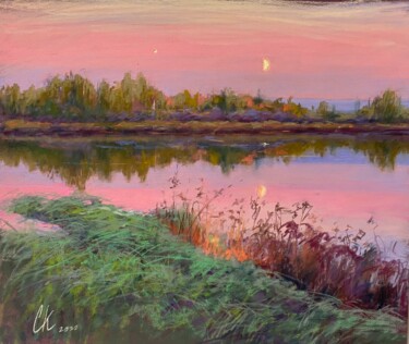 Рисунок под названием "Autumn sunset" - Kristina Savinova, Подлинное произведение искусства, Пастель