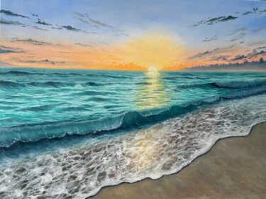 Картина под названием "Blue lagoon" - Kristina Sergeeva, Подлинное произведение искусства, Масло Установлен на Деревянная ра…