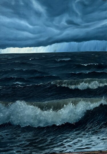Painting titled "Storm" by Kristina Sergeeva, Original Artwork, Oil Mounted on Wood Stretcher frame
