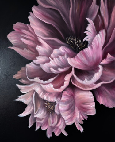 Pittura intitolato "Peonies flowers" da Kristina Sergeeva, Opera d'arte originale, Olio