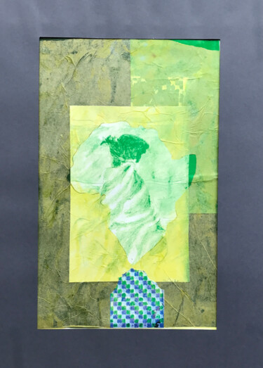 Collagen mit dem Titel "Afrique" von Kristina Stalpaert, Original-Kunstwerk, Pastell Auf Glas montiert