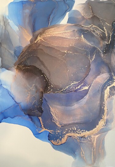 Painting titled "Bronze Blue" by Kristina Torres, Original Artwork, Ink