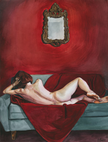 Картина под названием "Wine me, dine me, 6…" - Кристина Вешкина (Klem111), Подлинное произведение искусства, Акварель