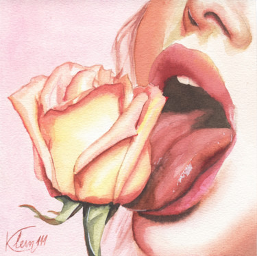 Картина под названием "Дыхание розы" - Кристина Вешкина (Klem111), Подлинное произведение искусства, Акварель