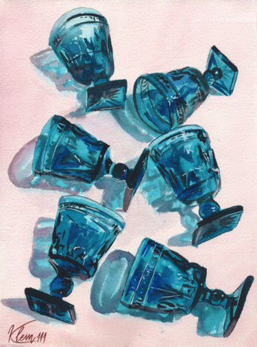 Peinture intitulée "Синий хрусталь" par Kristina Veshkina (Klem111), Œuvre d'art originale, Aquarelle