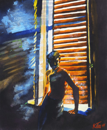 Картина под названием "Дым, где нет огня" - Кристина Вешкина (Klem111), Подлинное произведение искусства, Акварель