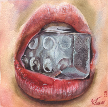 Peinture intitulée "Горячий лёд" par Kristina Veshkina (Klem111), Œuvre d'art originale, Aquarelle