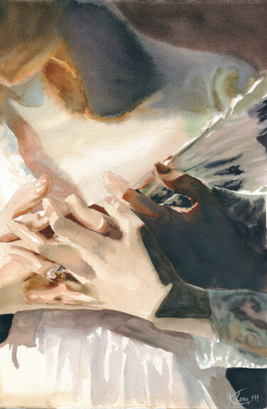 Peinture intitulée "Язык прикосновений" par Kristina Veshkina (Klem111), Œuvre d'art originale, Aquarelle