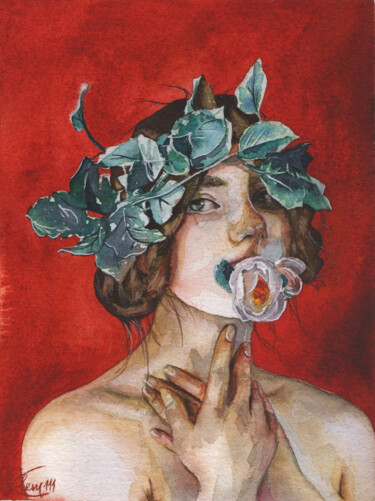 Картина под названием "Язык цветов" - Кристина Вешкина (Klem111), Подлинное произведение искусства, Акварель