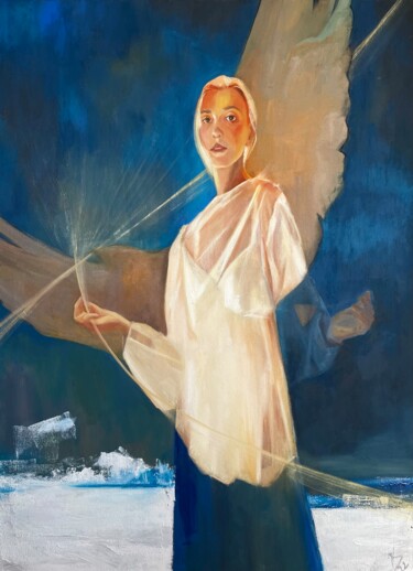 Painting titled "Light from light" by Kristina Zhigacheva, Original Artwork, Oil Mounted on Wood Stretcher frame
