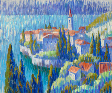 Peinture intitulée "Varenna. Lake Como." par Kristina Korobeynikova, Œuvre d'art originale, Huile